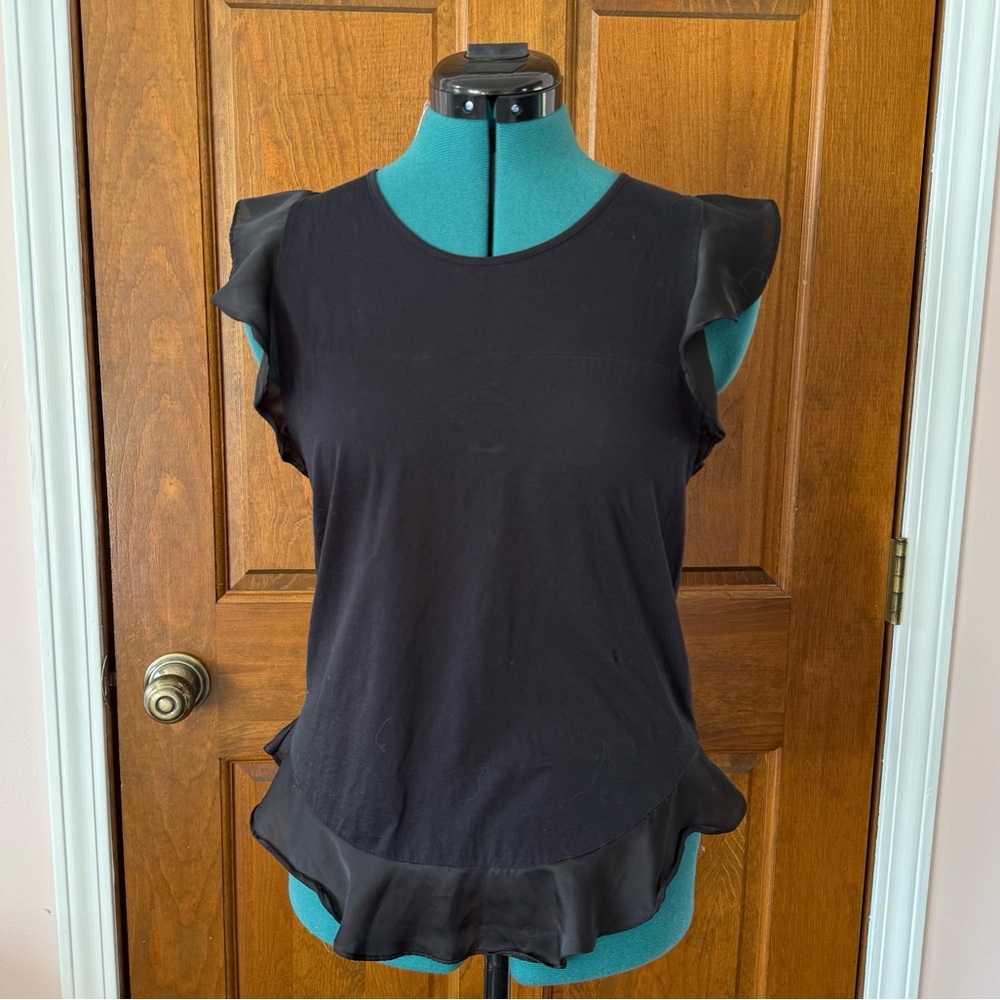J. Crew Black Cotton Frill Top XS